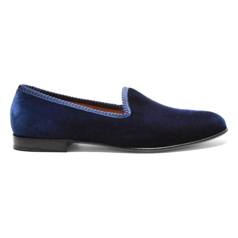 Women's Navy Velvet Slipper made by Del Toro