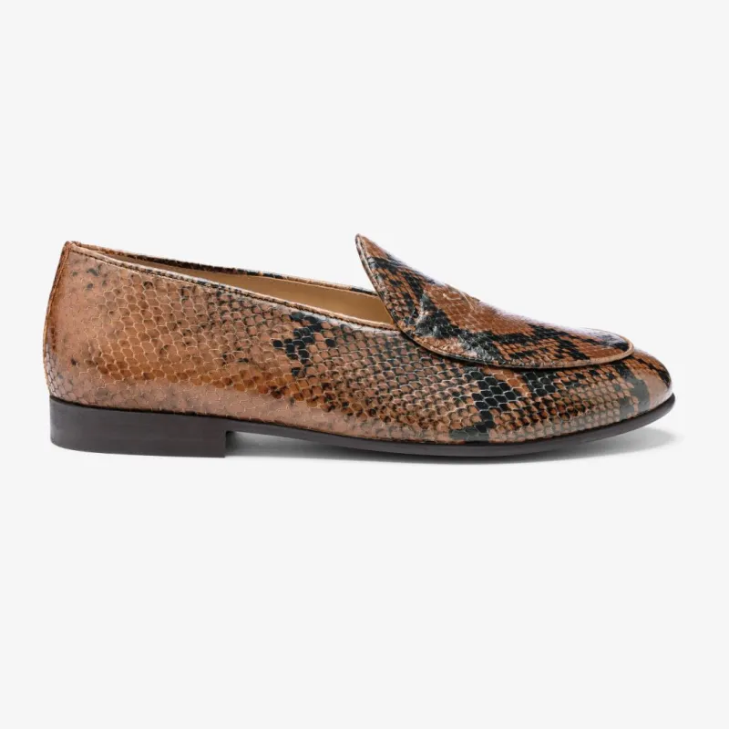 Women's Brown Snakeskin Milano Loafer made by Del Toro