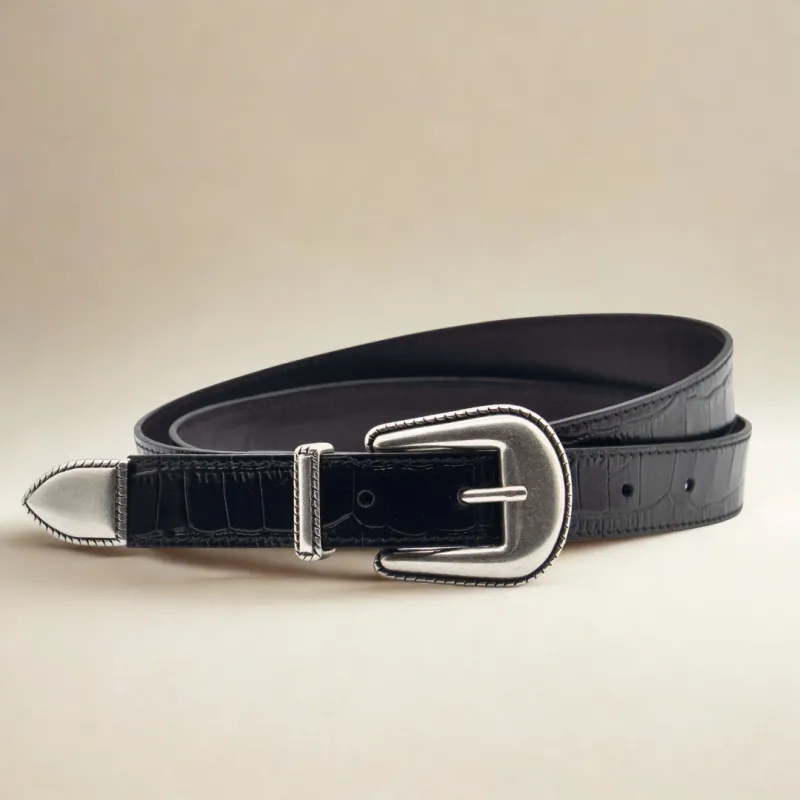 Western Belt - Black Crocco made by Del Toro