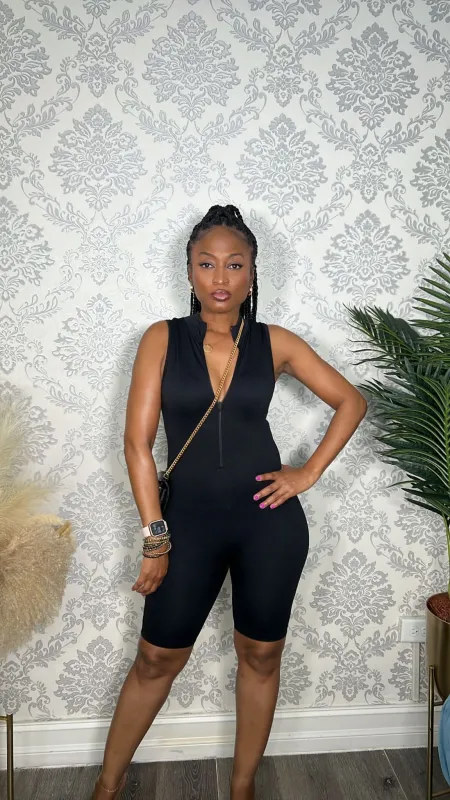 BLACK BODYCON ROMPER sold by 24/7 Denim