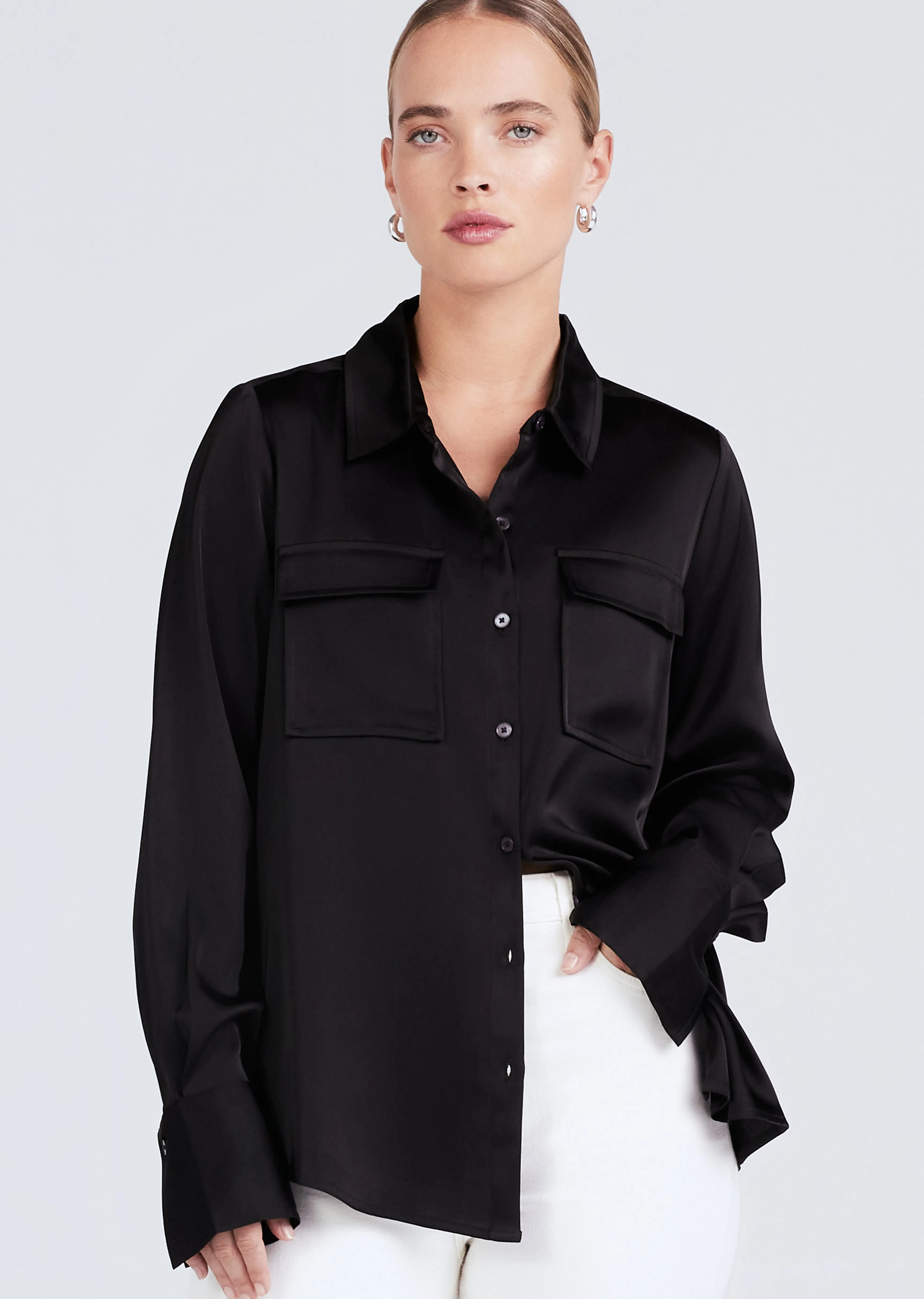 Lorena Button Down Blouse - Black sold by Derek Lam product image thumbnail 2