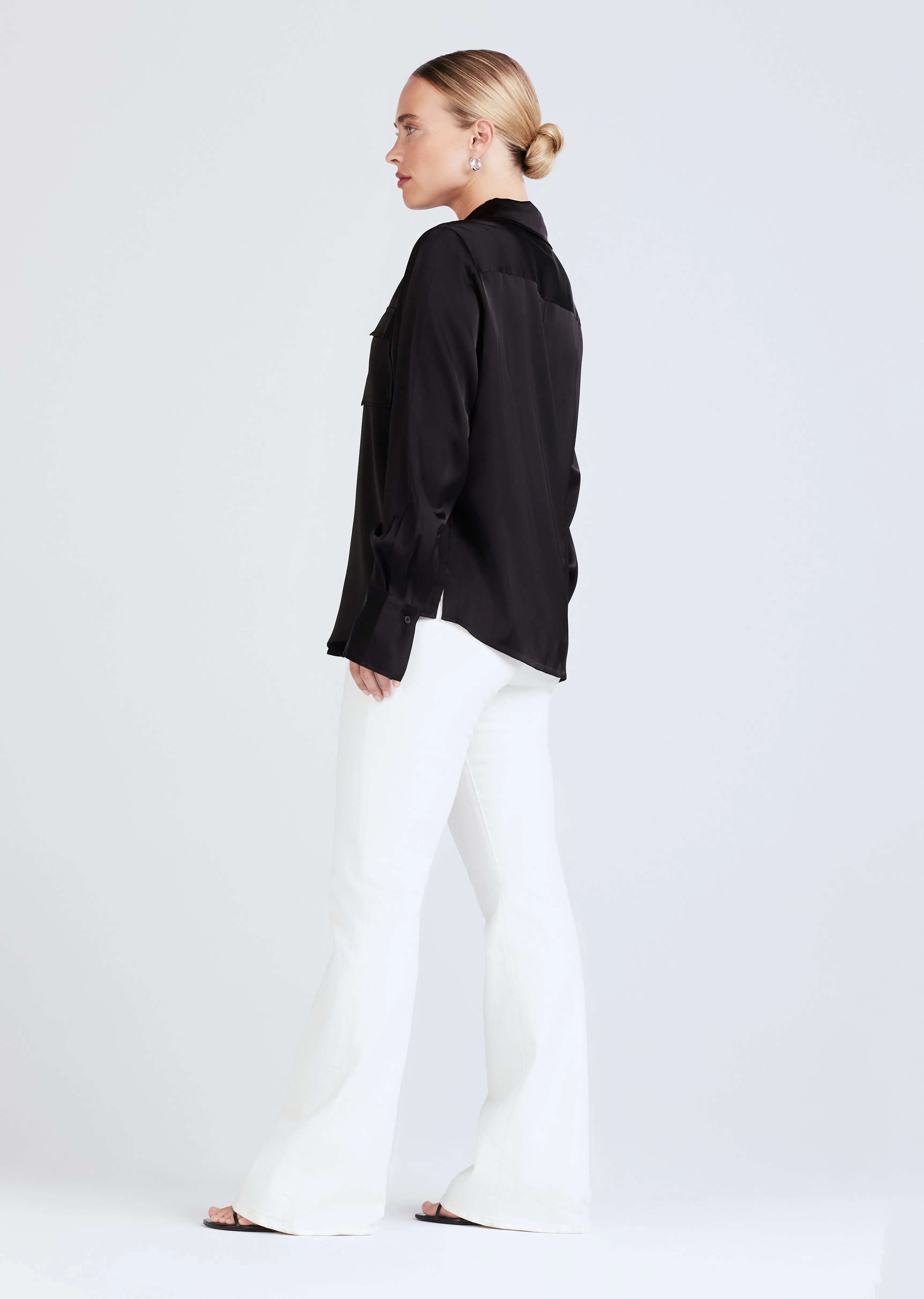 Lorena Button Down Blouse - Black sold by Derek Lam product image thumbnail 4