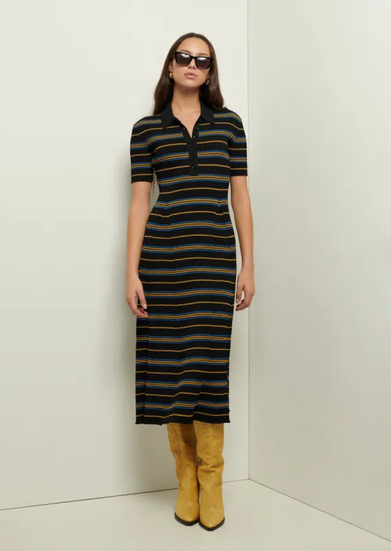 Alani Short Sleeve Polo Dress - Black Multi sold by Derek Lam