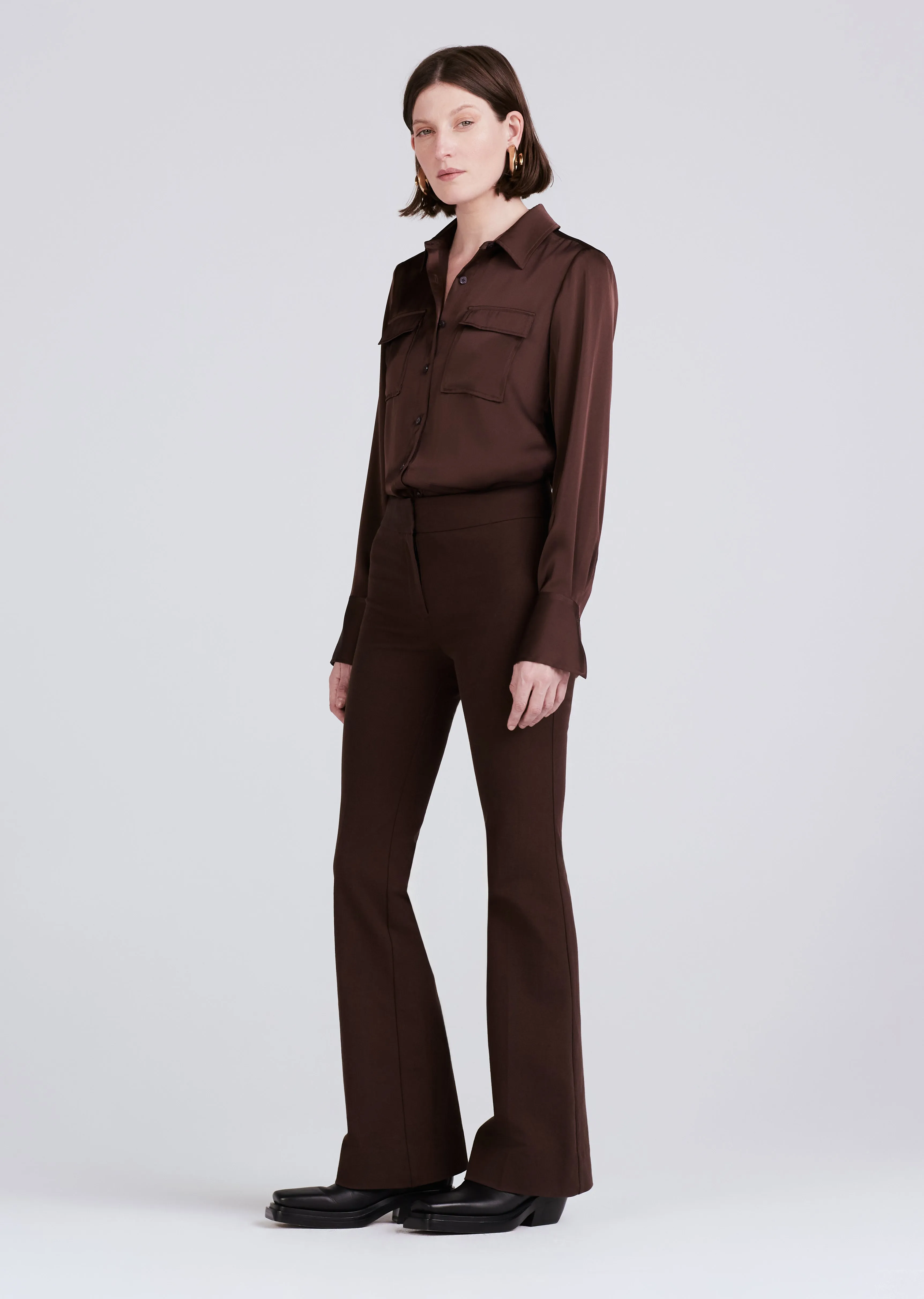 Crosby Flare Trouser - Chocolate sold by Derek Lam product image thumbnail 2