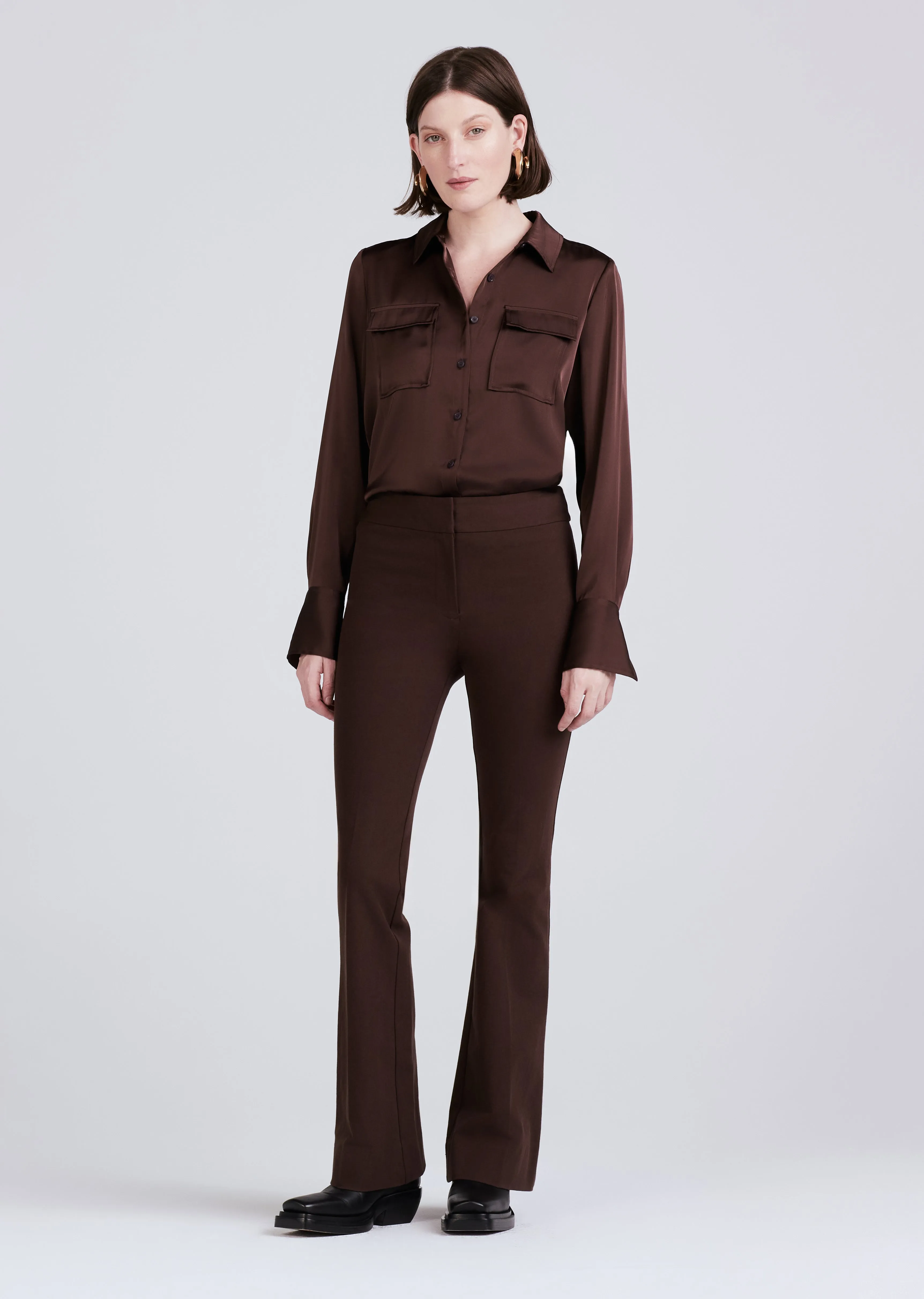 Crosby Flare Trouser - Chocolate sold by Derek Lam