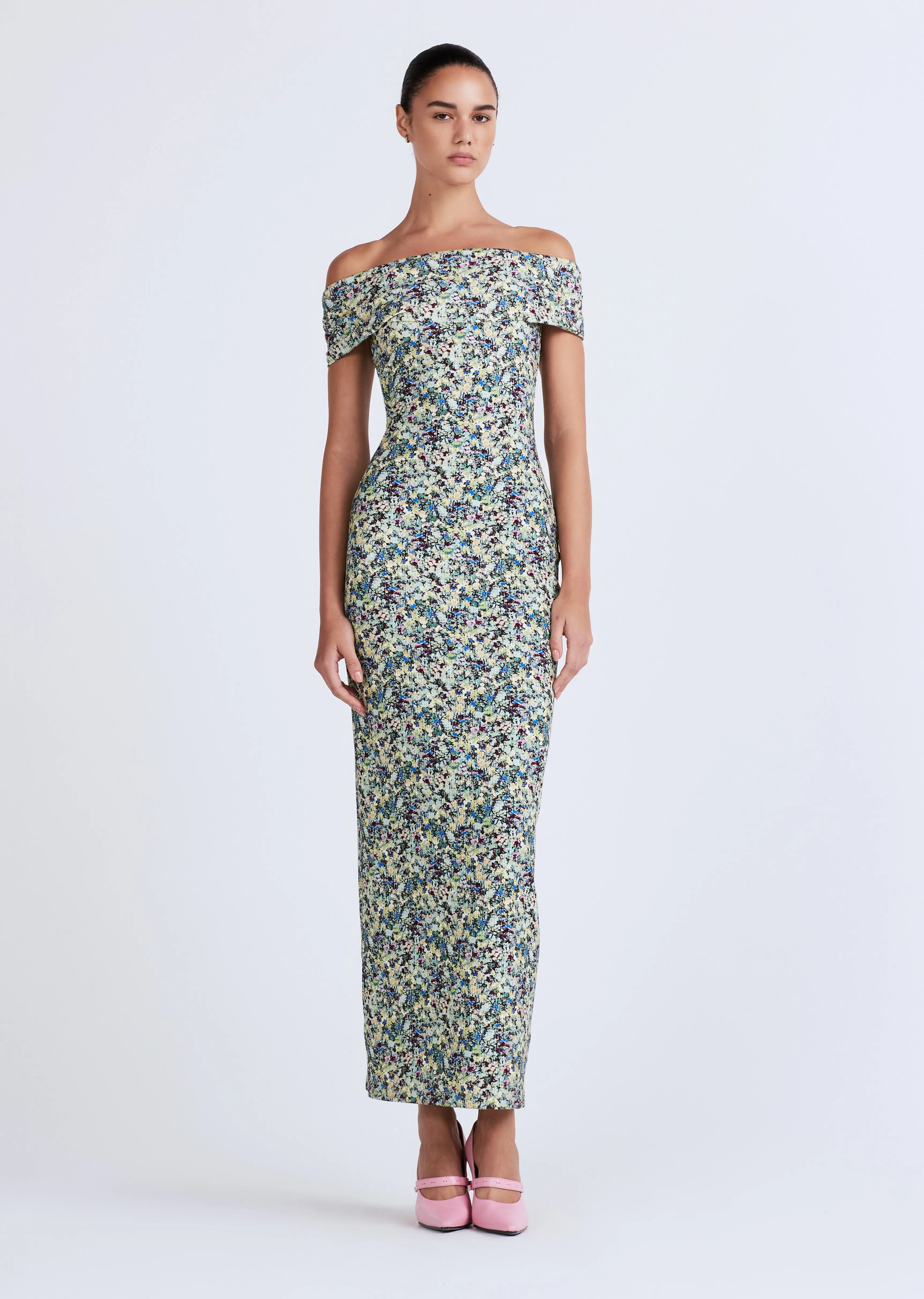 Nanette Rib Foldover Maxi Dress - Teal Multi sold by Derek Lam