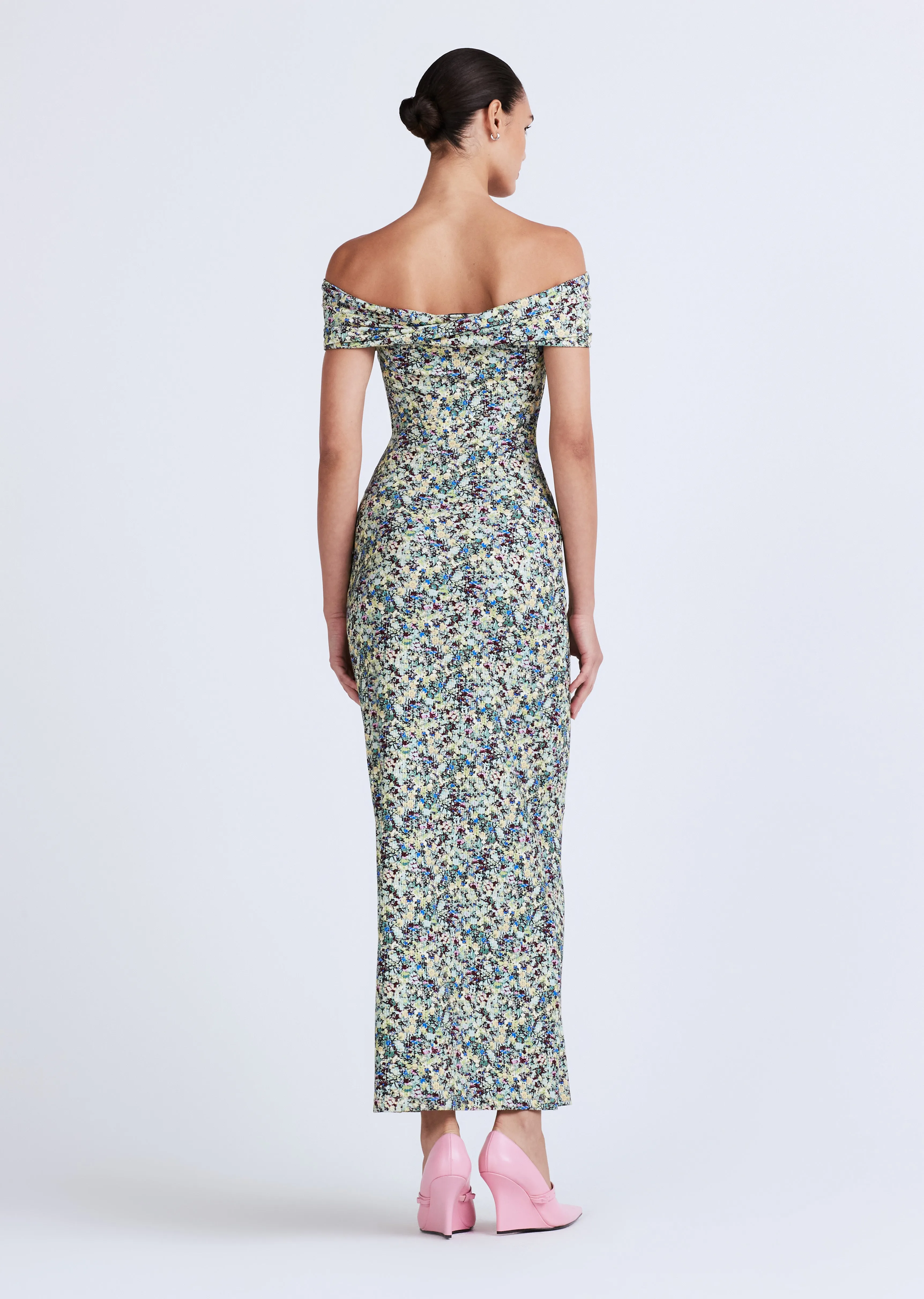 Nanette Rib Foldover Maxi Dress - Teal Multi sold by Derek Lam product image thumbnail 5