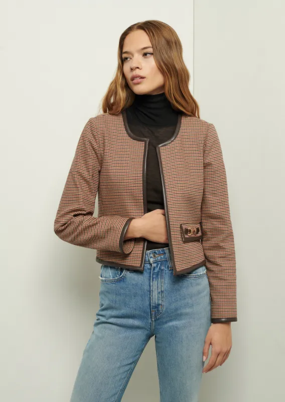 Heidi Collarless Jacket - Camel Multi made by Derek Lam