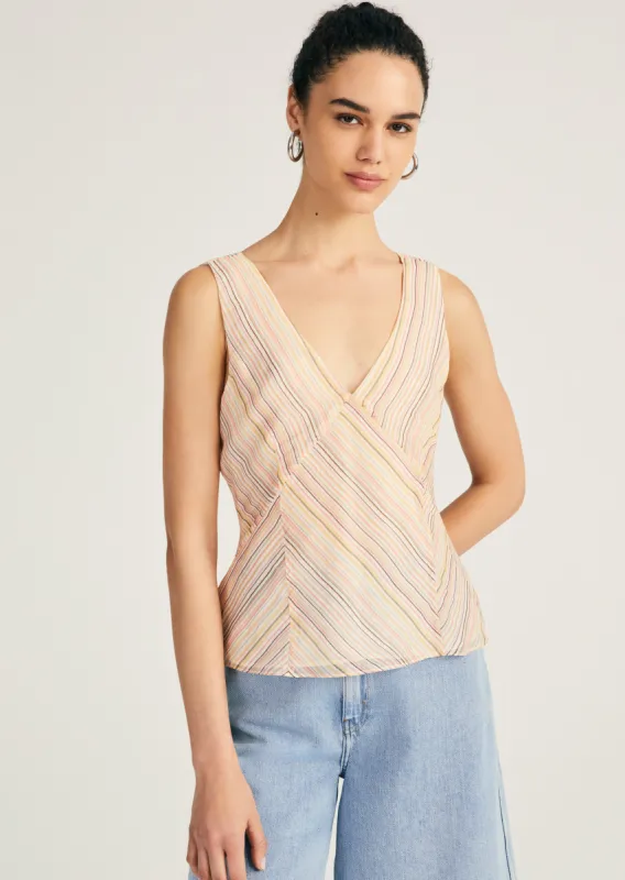 Alix Sleeveless V-Neck Top - Peach Multi sold by Derek Lam