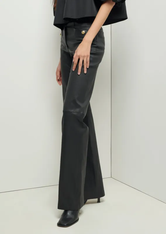 Nell Wide Leg Pants - Black Leather sold by Derek Lam