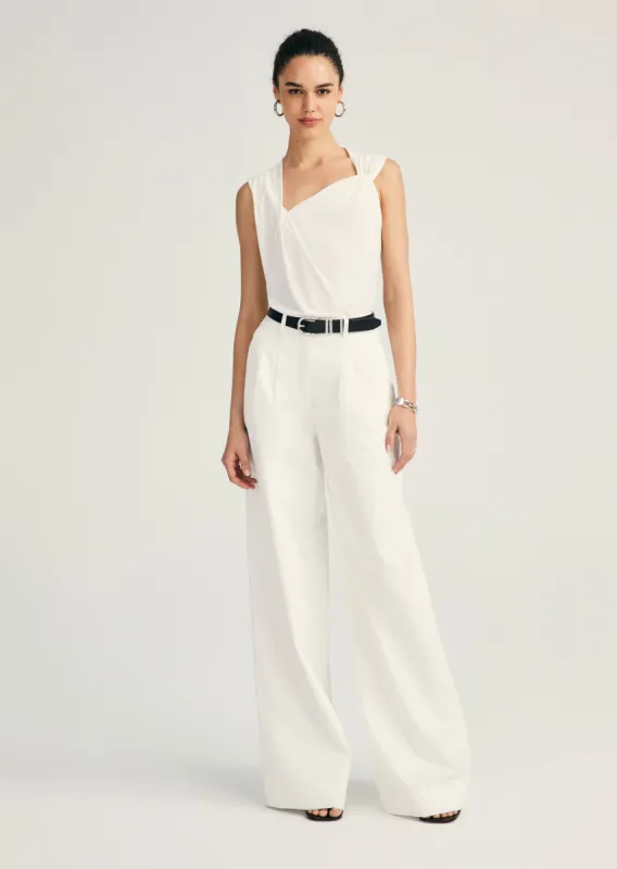 Juliana Wide Leg Pleat Front Trouser - Blanc de Blanc made by Derek Lam