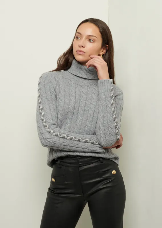 Pippa Lace Up Turtleneck - Grey sold by Derek Lam