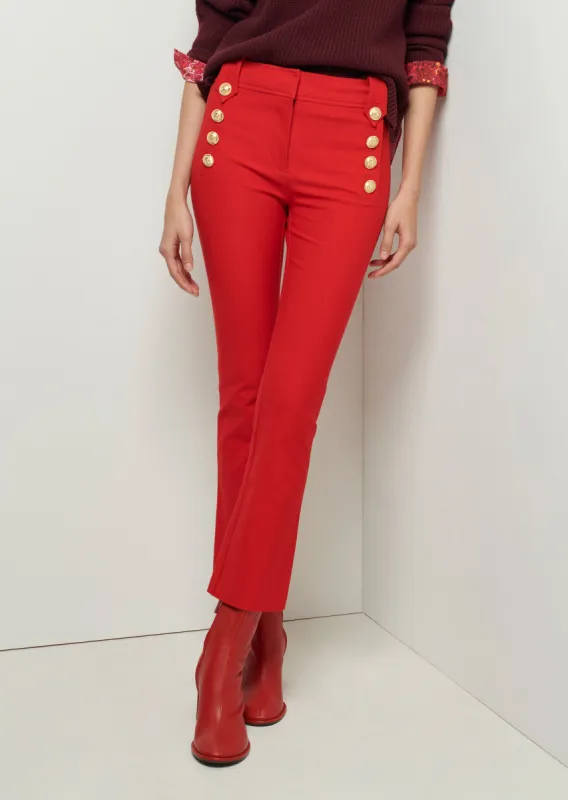 Robertson Crop Flare Trousers - Red sold by Derek Lam