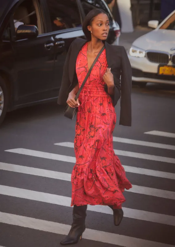 Fatima A-Line Dress - Red Multi sold by Derek Lam