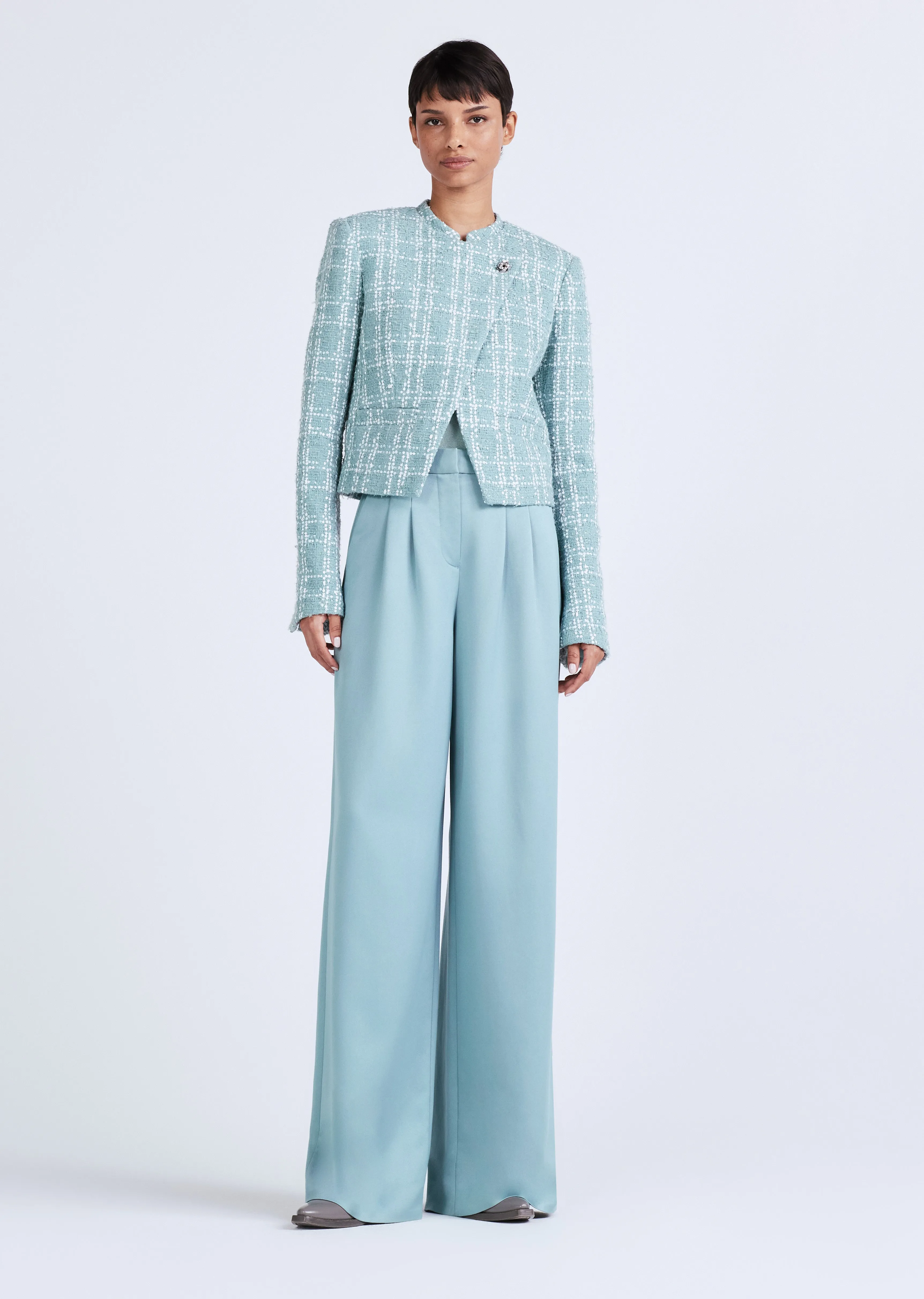 Delilah Sequin Jacket - Dusty Teal-White Sequin sold by Derek Lam product image thumbnail 2