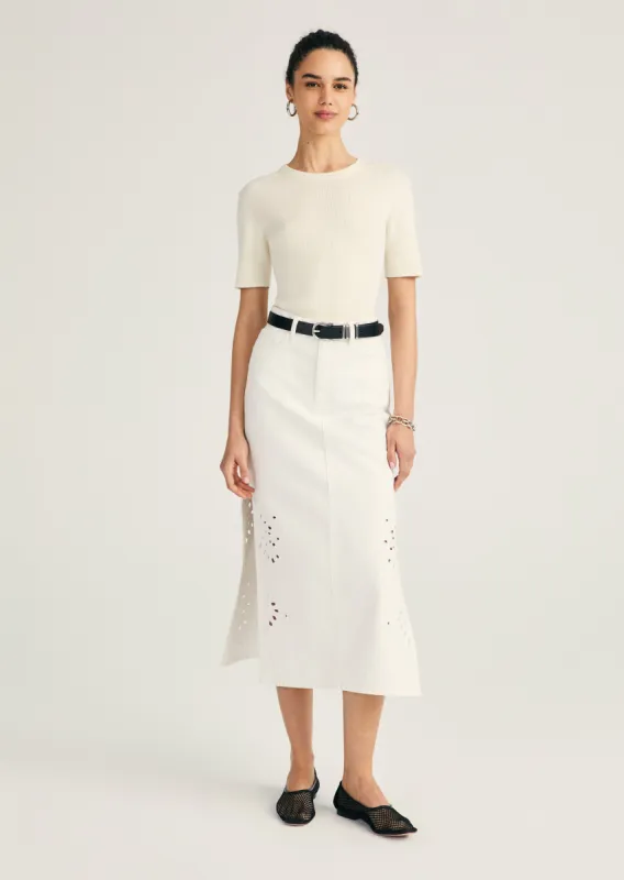 Violet Midi Skirt - White Eyelet sold by Derek Lam