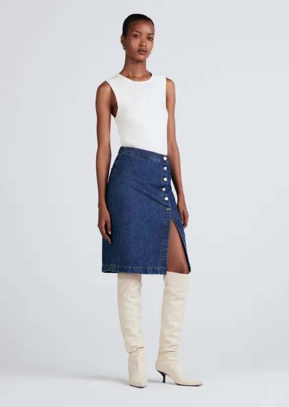 Felicity High Rise Midi Skirt - Bedford Dark sold by Derek Lam