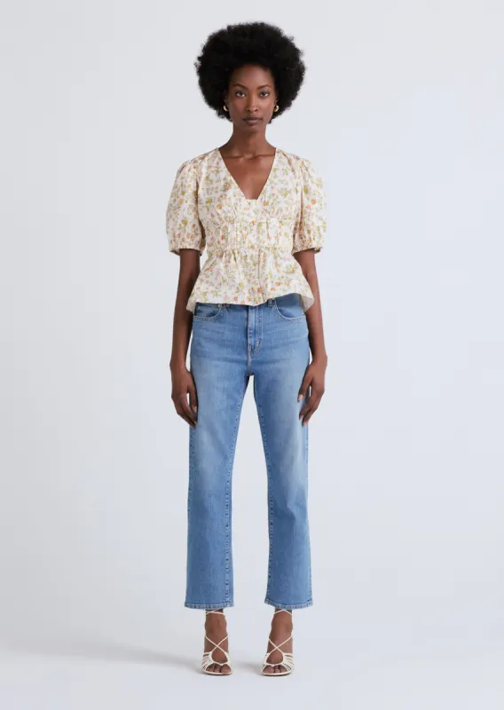 Maureen Balloon Sleeve Top - Cream Multi sold by Derek Lam