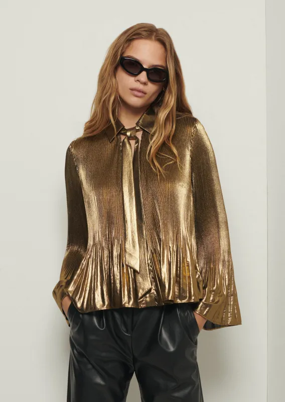 Ellery Long Sleeve Blouse with Ties - Gold sold by Derek Lam