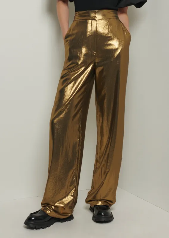 Leni Wide Leg Trousers - Gold sold by Derek Lam