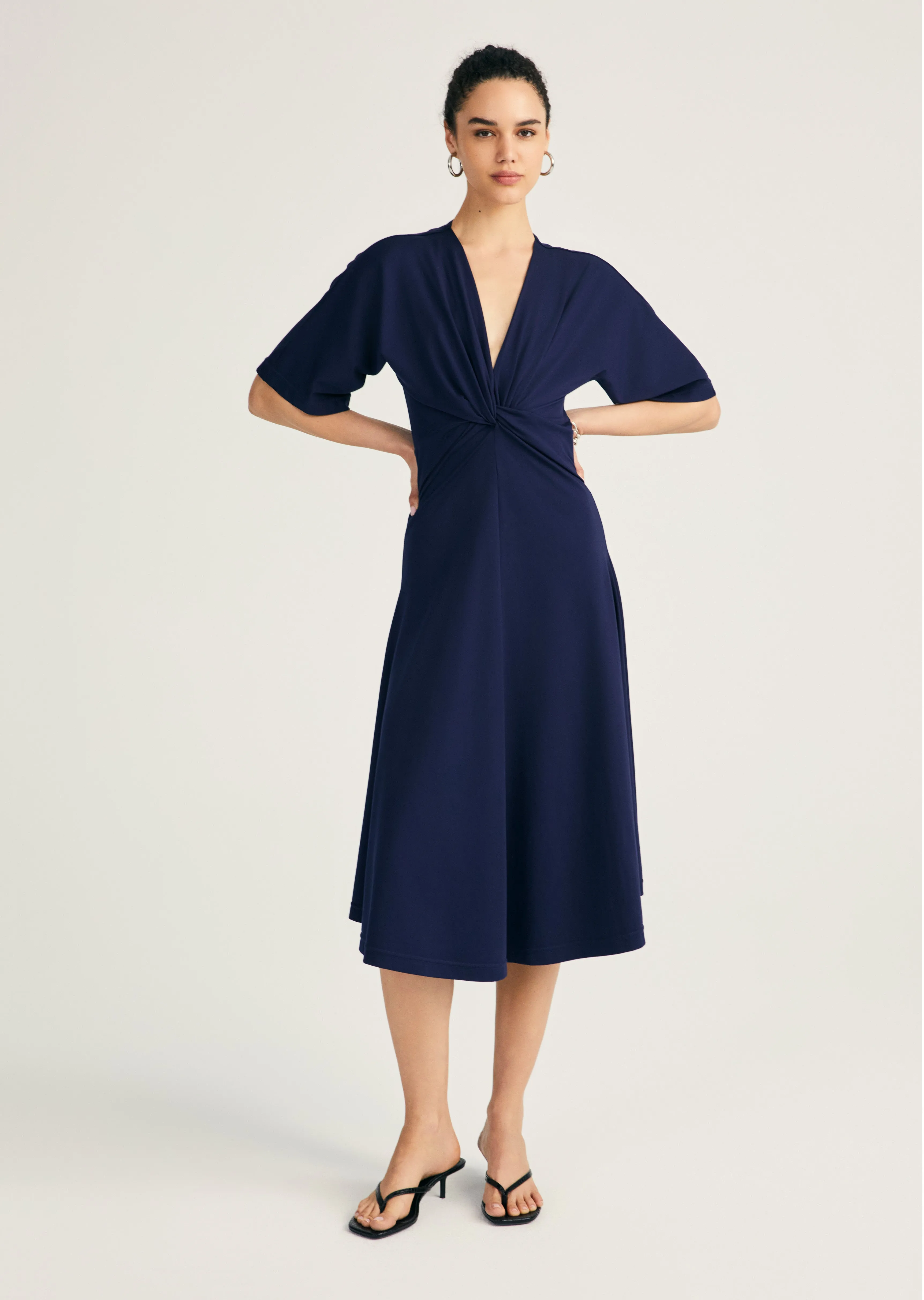 Lorraine Twist Front Midi Dress - Baltic sold by Derek Lam