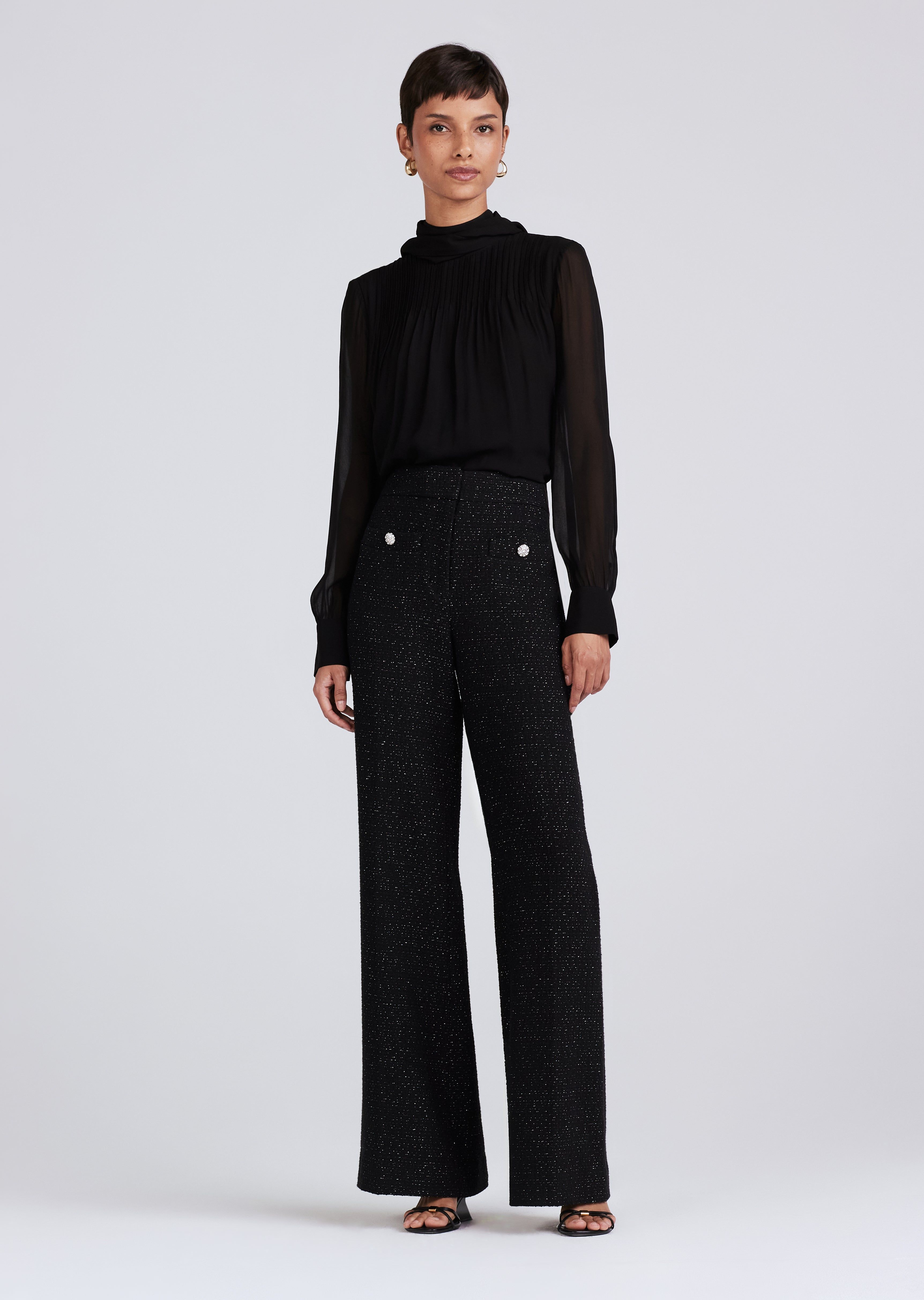 Clemintine Wide Leg Pant - Black-Silver sold by Derek Lam