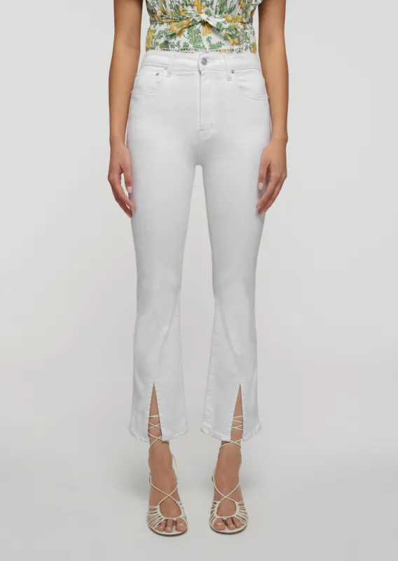 Mira Front Slit Crop Flare Jeans - White sold by Derek Lam