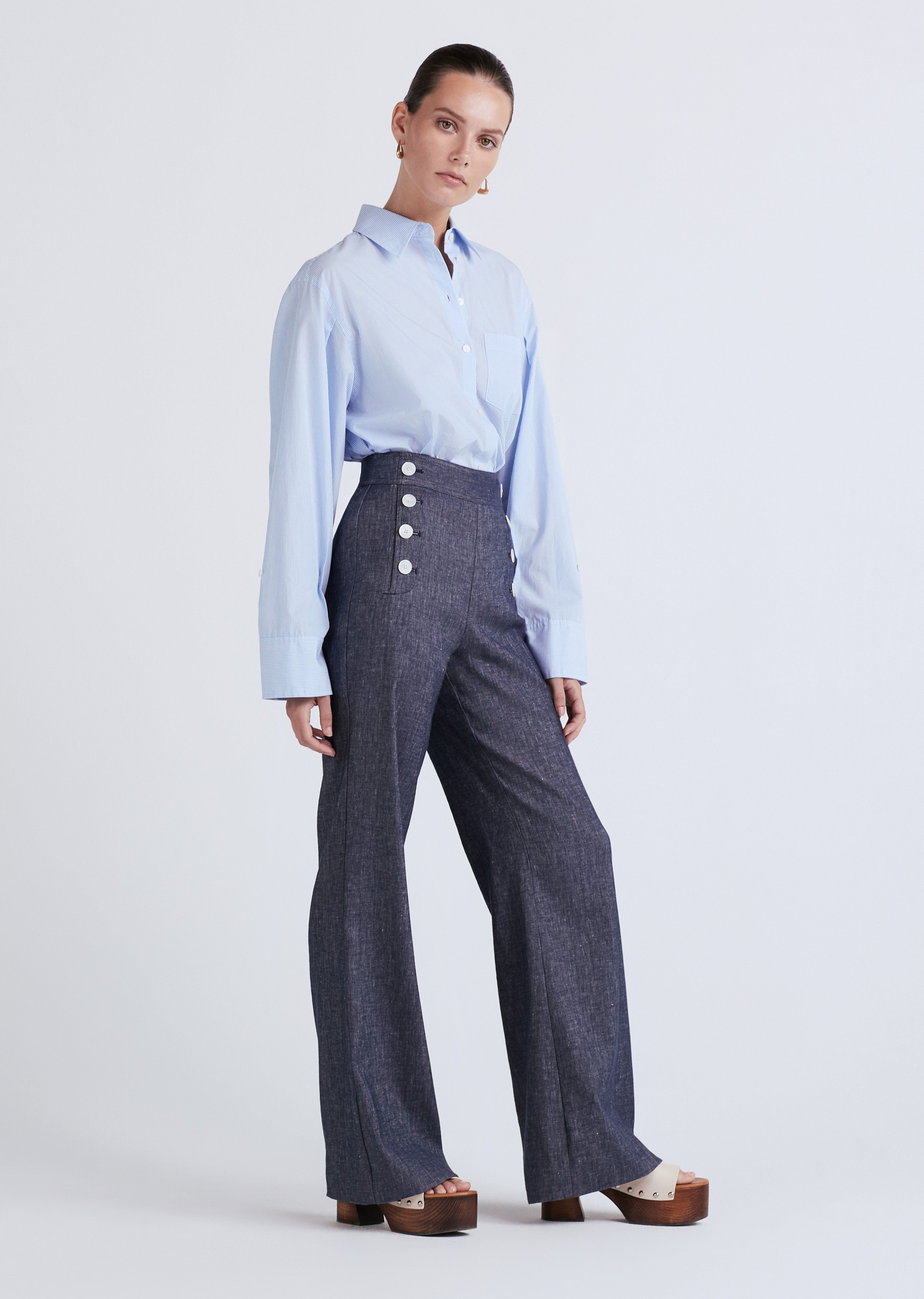Massimo Wide Leg Sailor Pants - Indigo sold by Derek Lam product image thumbnail 3