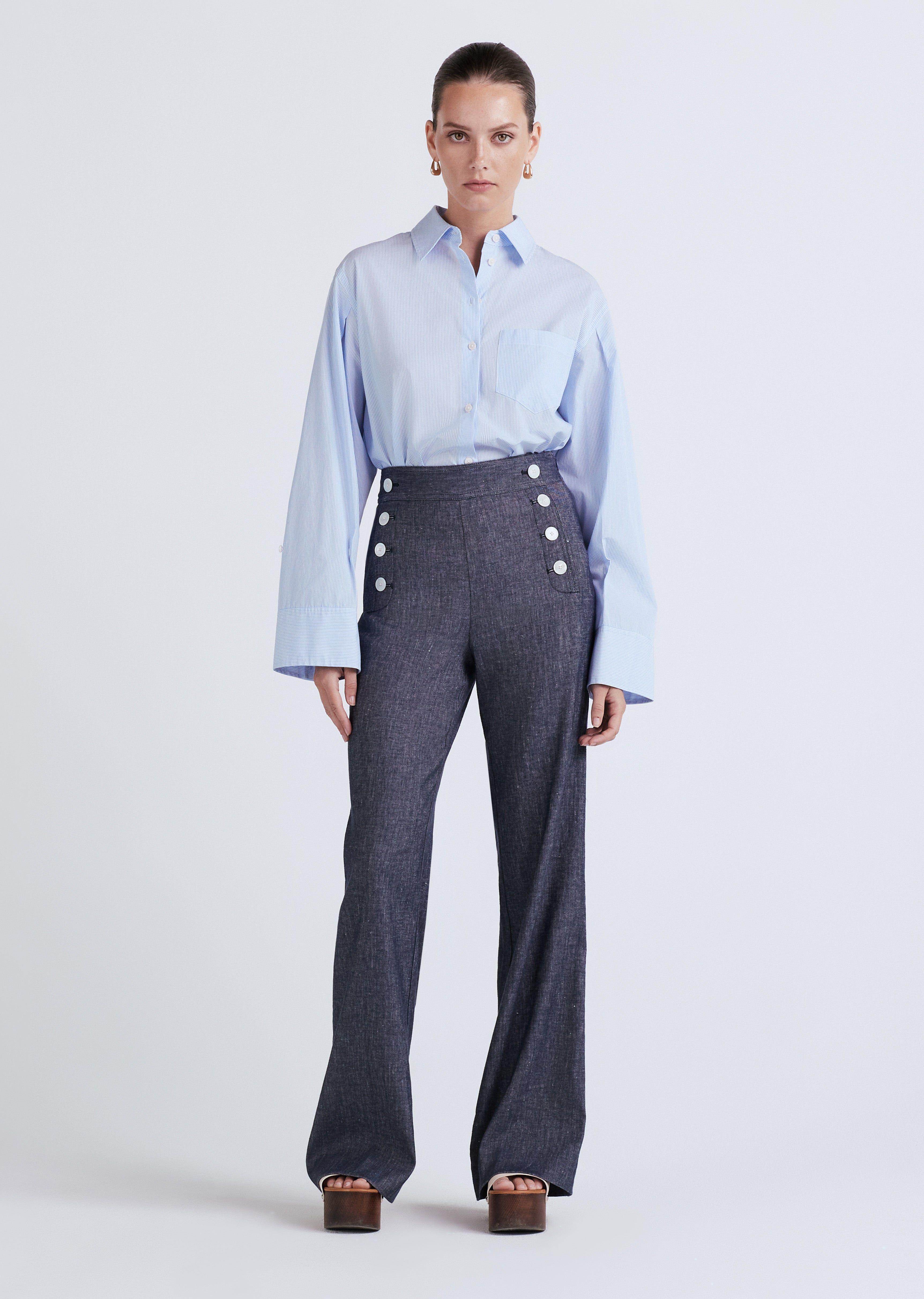 Massimo Wide Leg Sailor Pants - Indigo sold by Derek Lam