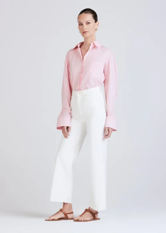 Isla Cropped High Rise Wide Leg Jeans - Ivory sold by Derek Lam