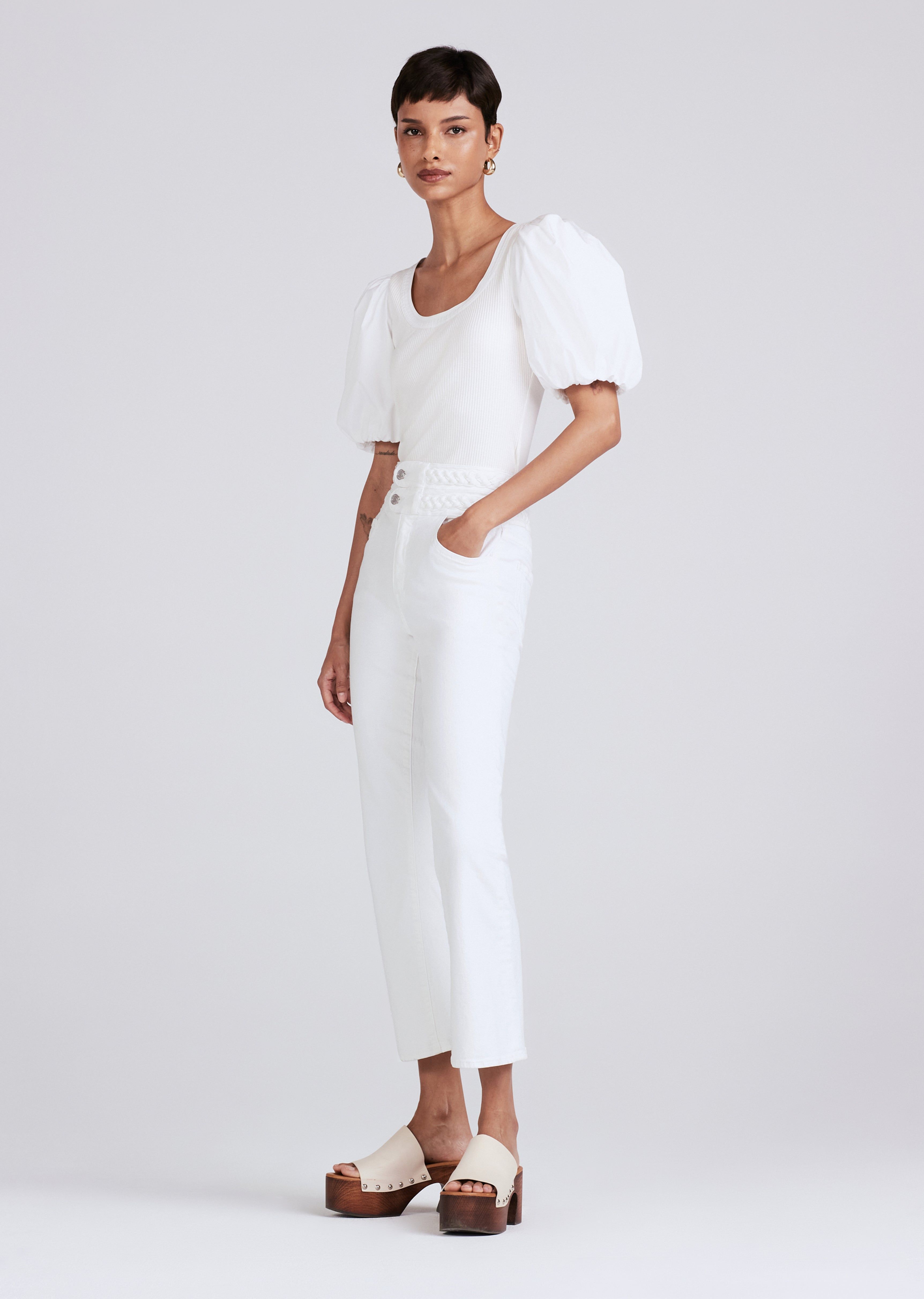 Crosby Braided High Rise Crop Flare - White sold by Derek Lam product image thumbnail 2