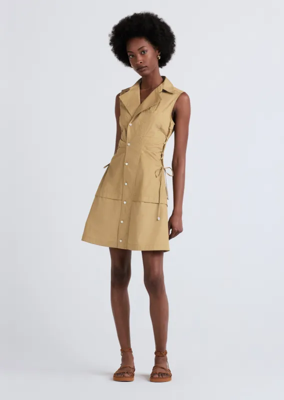 Serena Lace Up Shirt Dress - Khaki sold by Derek Lam