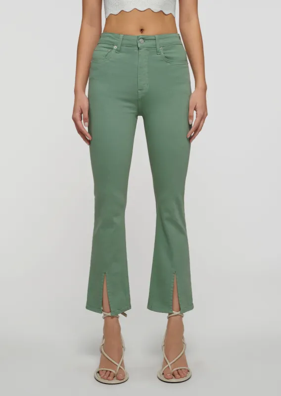 Mira Front Slit Crop Flare Jeans - Shale Green sold by Derek Lam