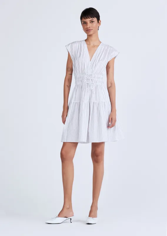 Tora V-Neck Dress - White-Dusty Eggshell sold by Derek Lam