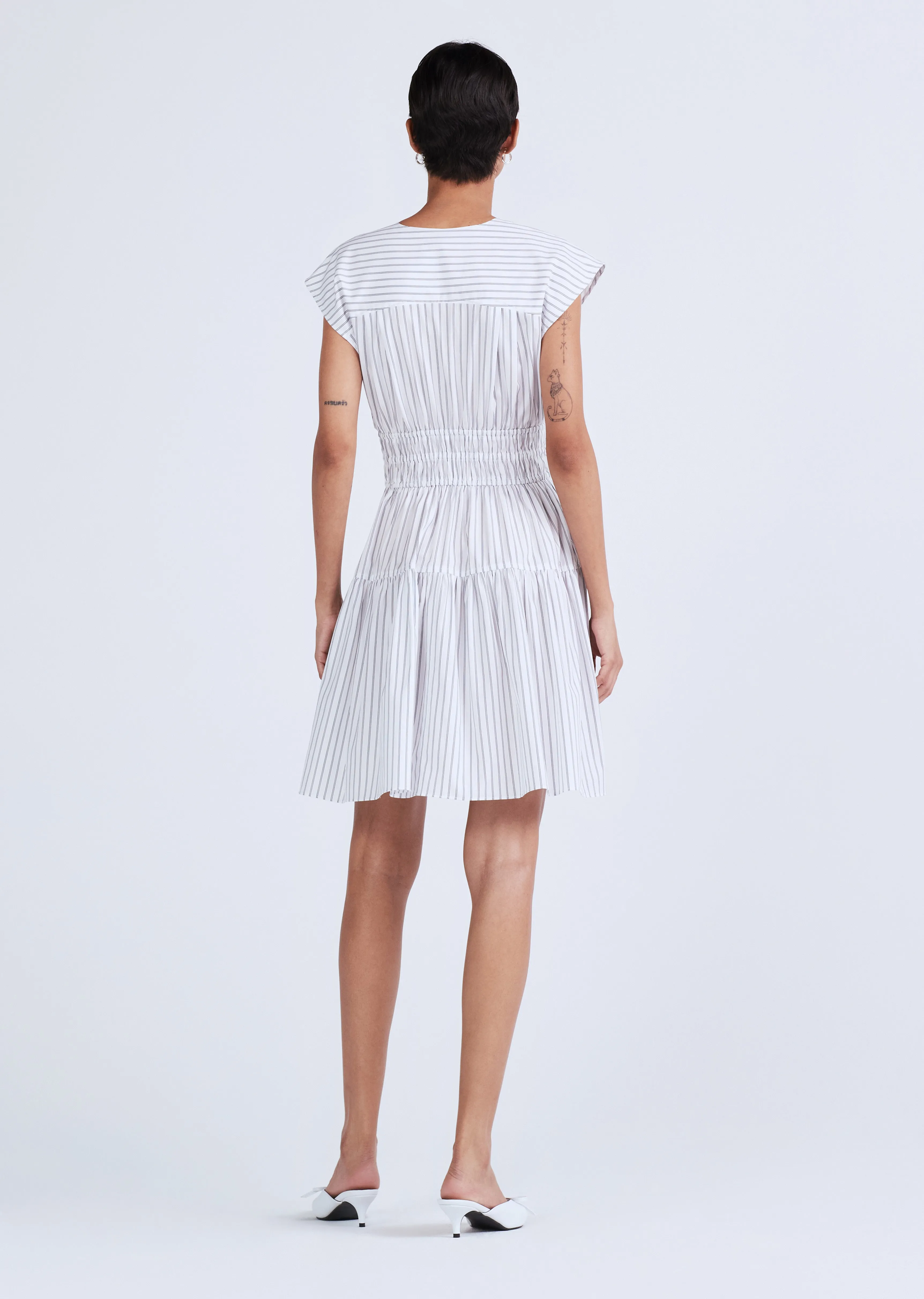Tora V-Neck Dress - White-Dusty Eggshell sold by Derek Lam product image thumbnail 4