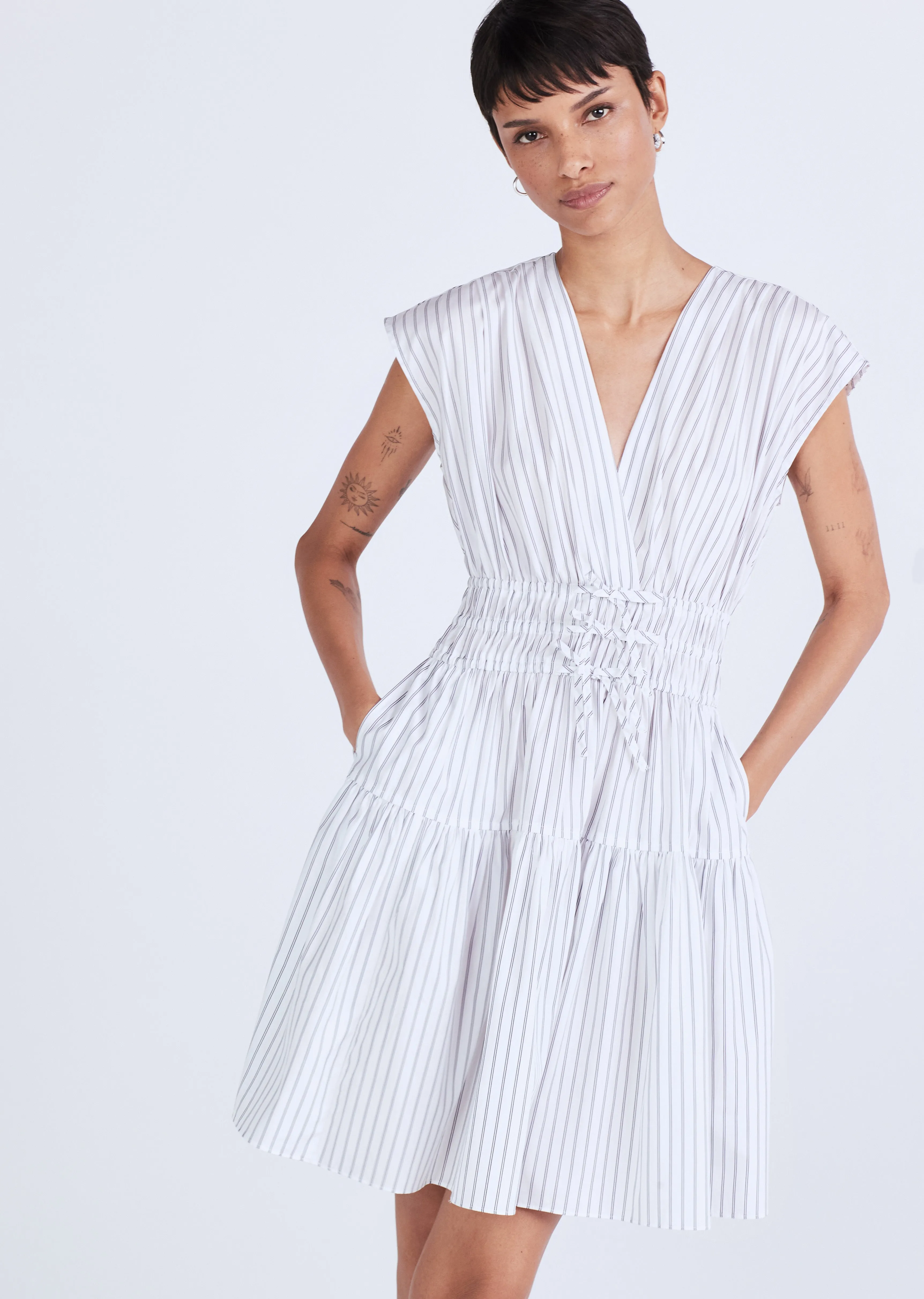 Tora V-Neck Dress - White-Dusty Eggshell sold by Derek Lam product image thumbnail 2