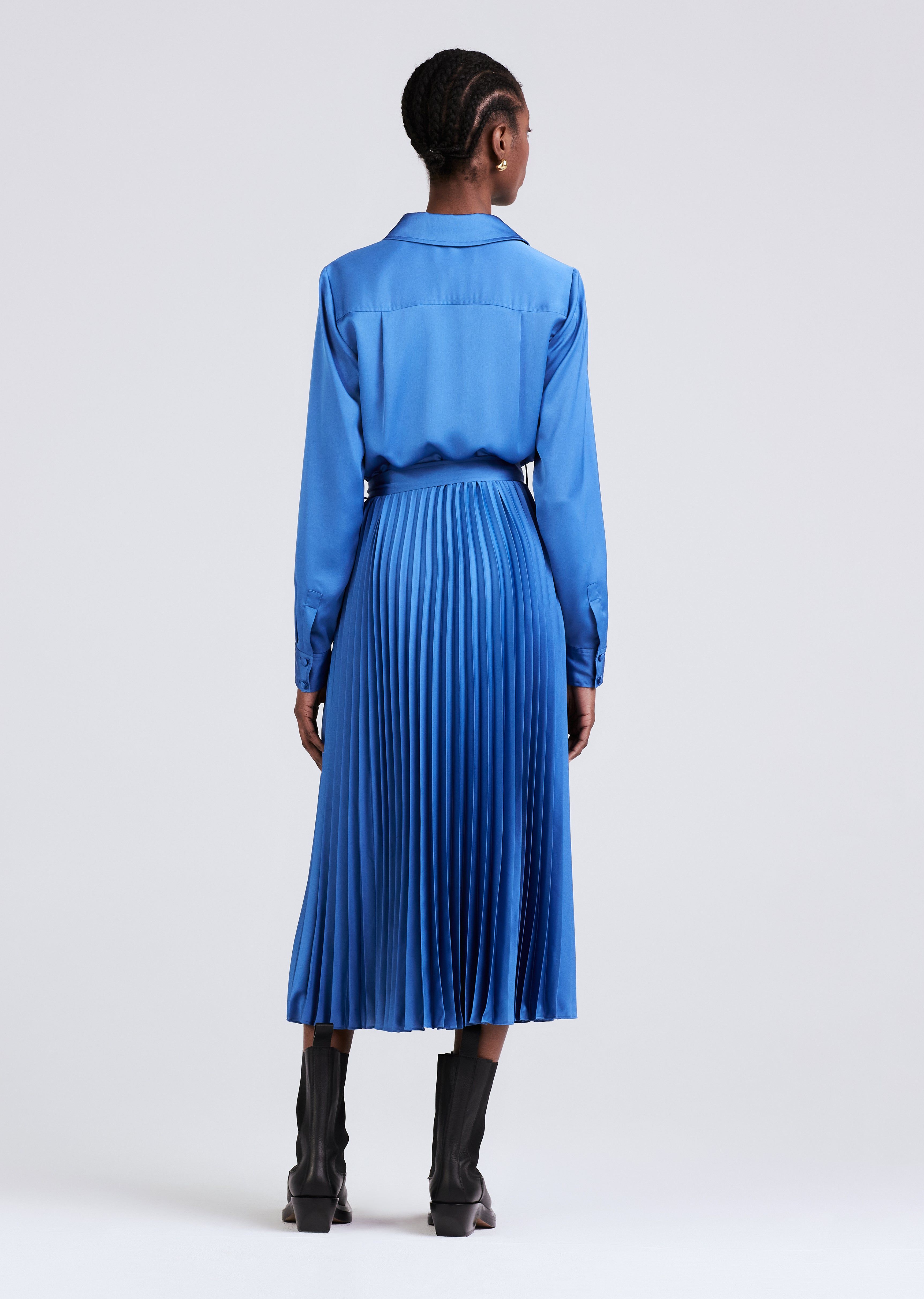 Kenza Pleated Midi Shirt Dress - Slate sold by Derek Lam product image thumbnail 3