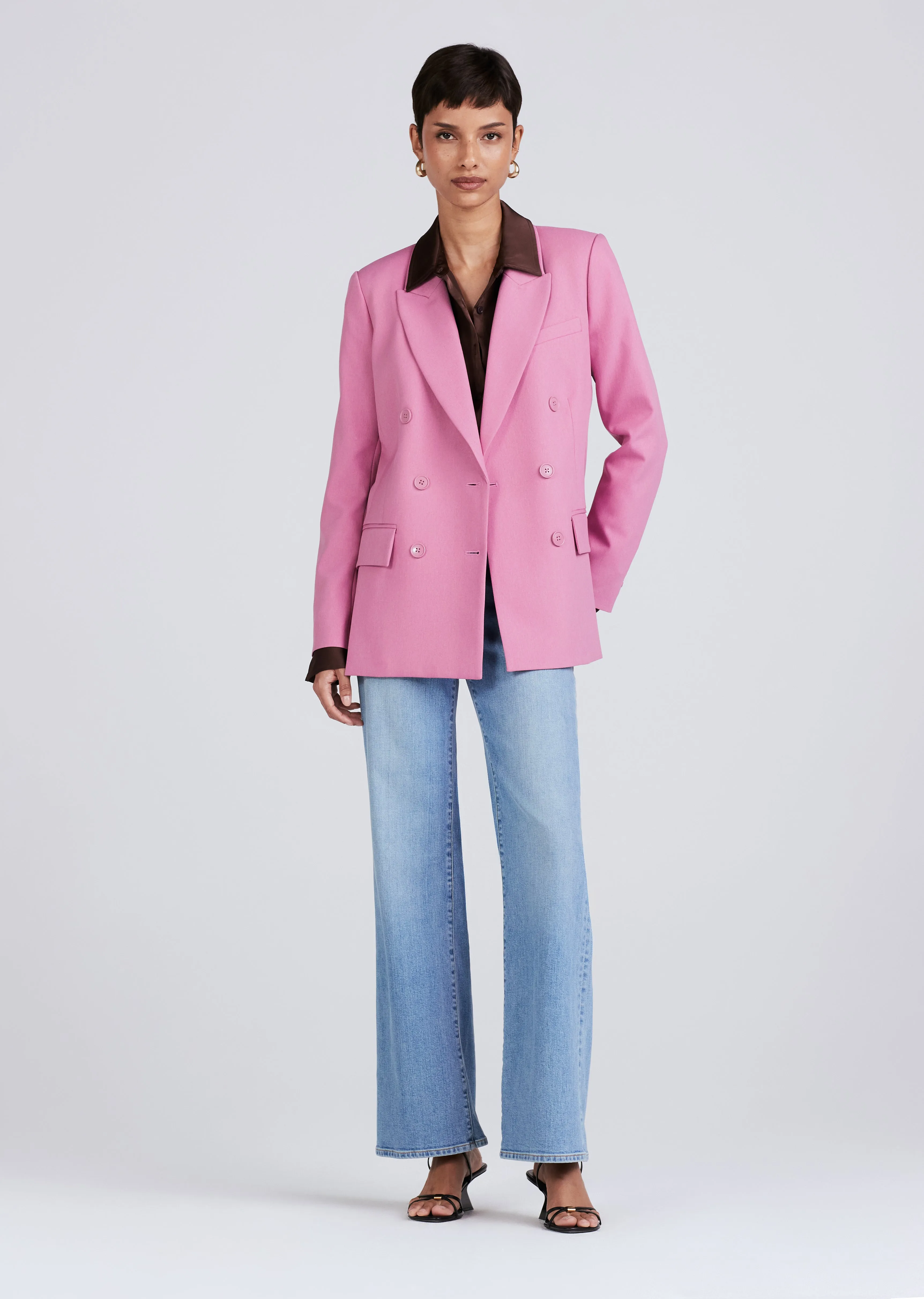 Sandra Double Breasted Slit Blazer - Dusty Mauve sold by Derek Lam