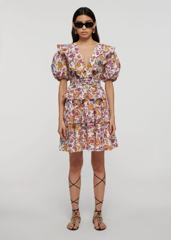 Ophelia V-Neck Ruffle Dress - Marigold-Lilac sold by Derek Lam