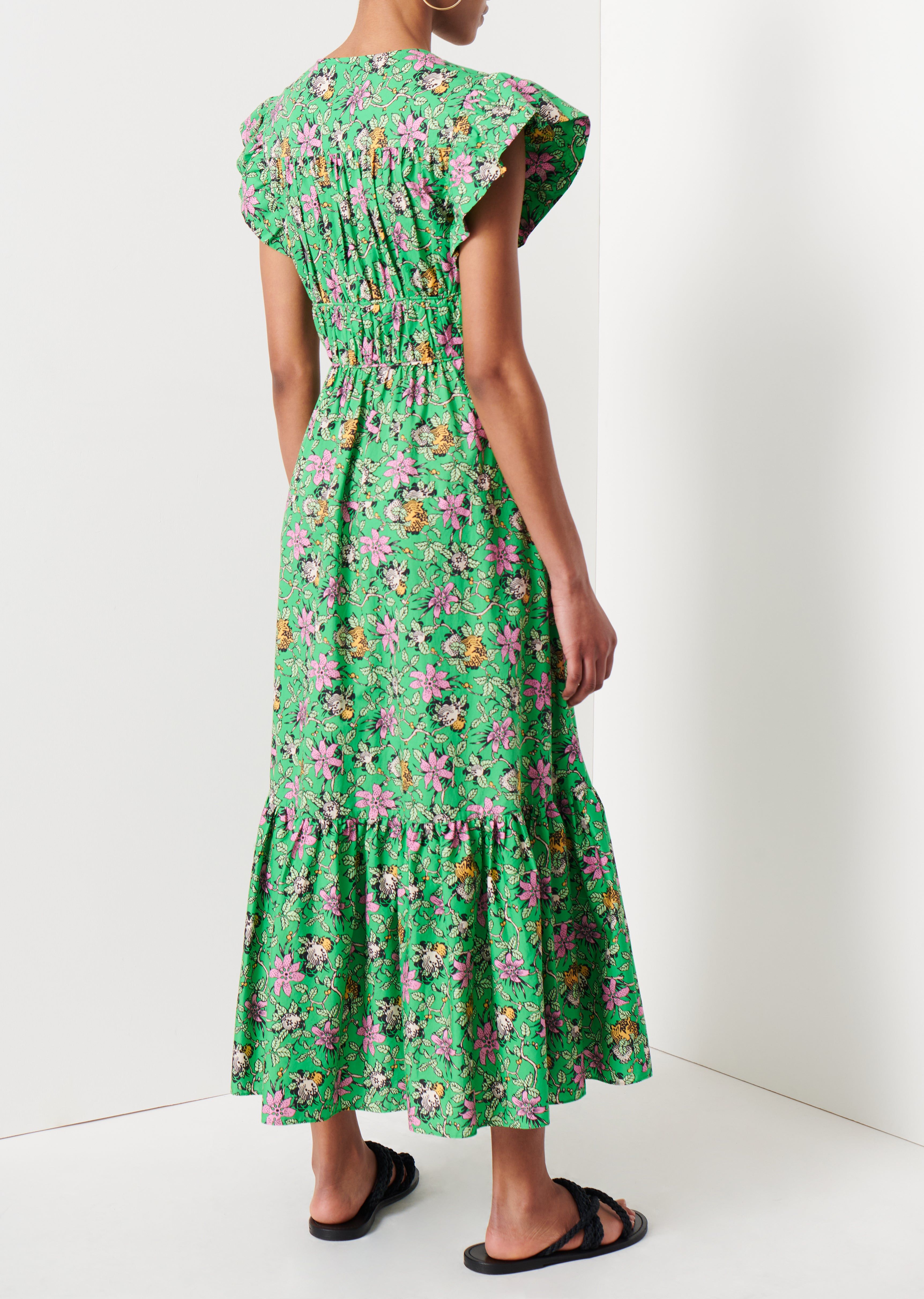 Greta Ruffle Sleeve Dress - Green Multi sold by Derek Lam product image thumbnail 4