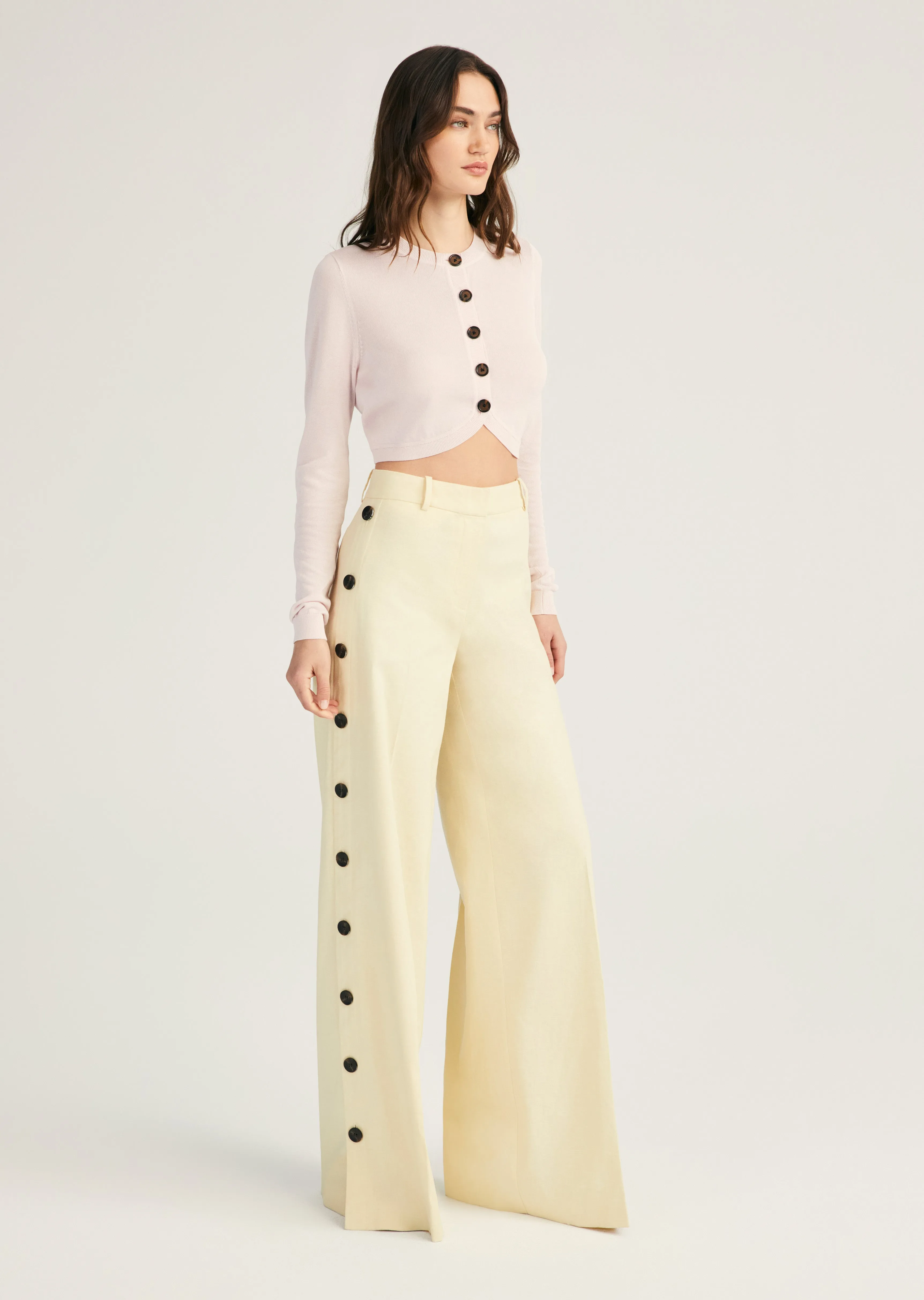 Carter Wide Leg Button Detail Trouser - Sorbet sold by Derek Lam product image thumbnail 3