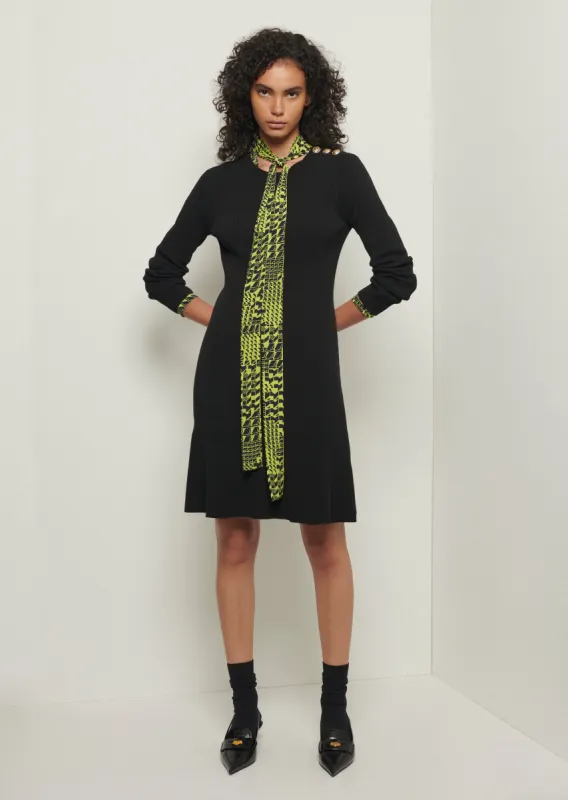 Vanessa Long Sleeve Flounce Hem Dress - Black sold by Derek Lam