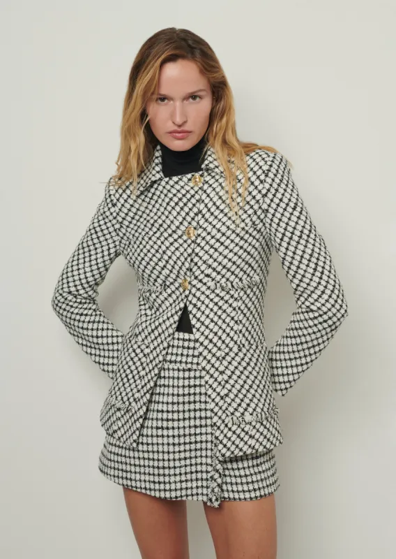 Audrey Frayed Jacket - Ivory-Black sold by Derek Lam