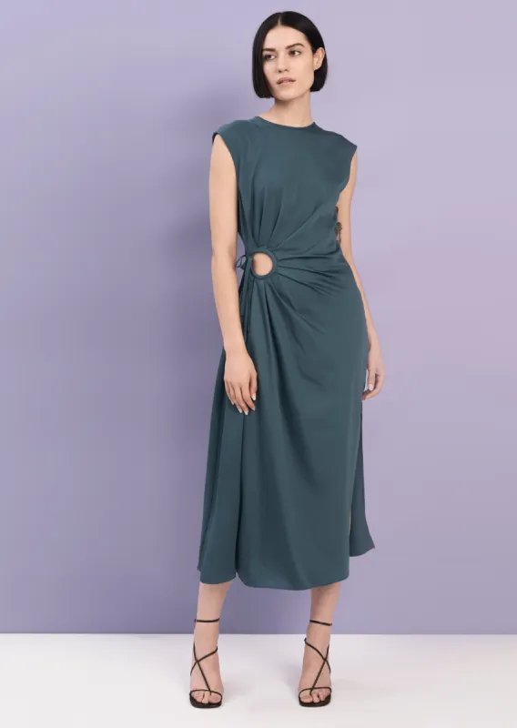 Alba Keyhole Midi Dress - Dark Green sold by Derek Lam