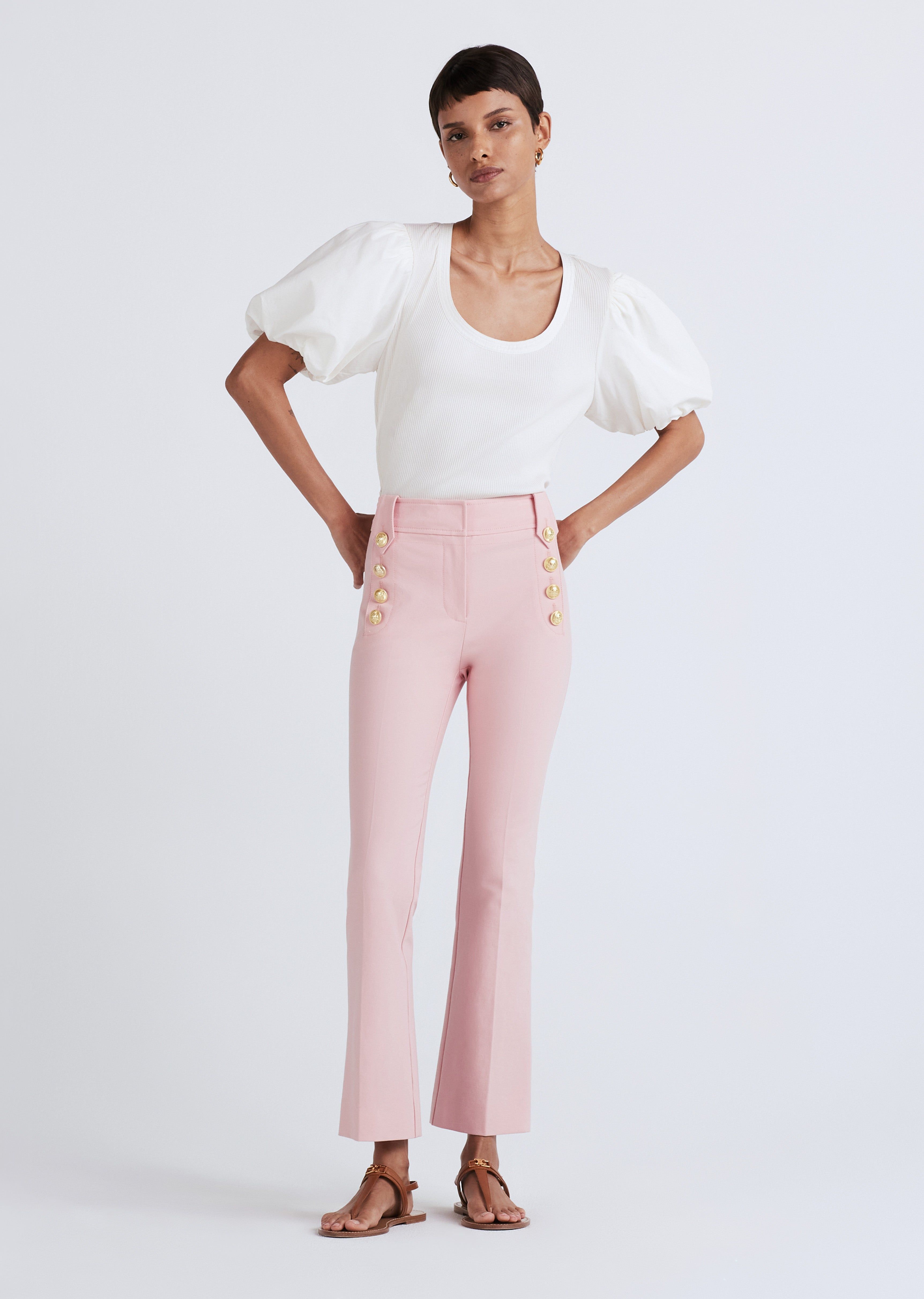 Robertson Crop Flare Trousers - Mellow Pink sold by Derek Lam