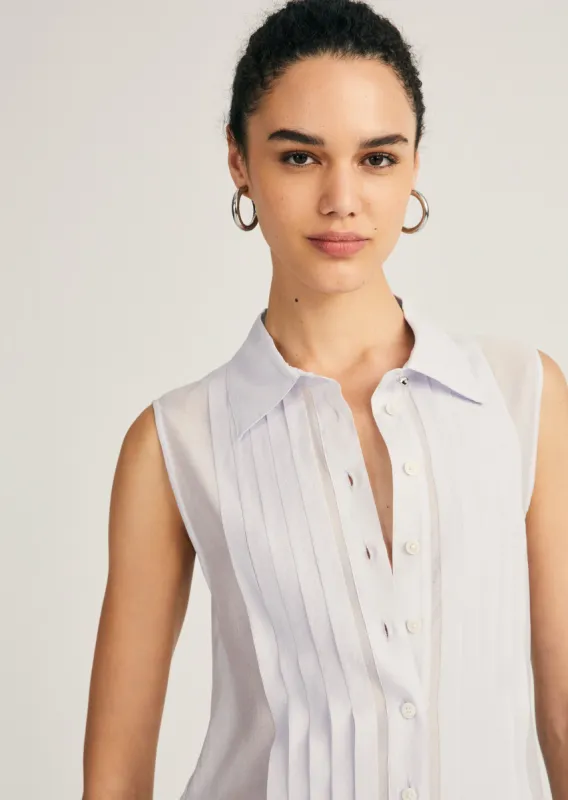 Janet Sleeveless Tuxedo Shirt - Periwinkle sold by Derek Lam