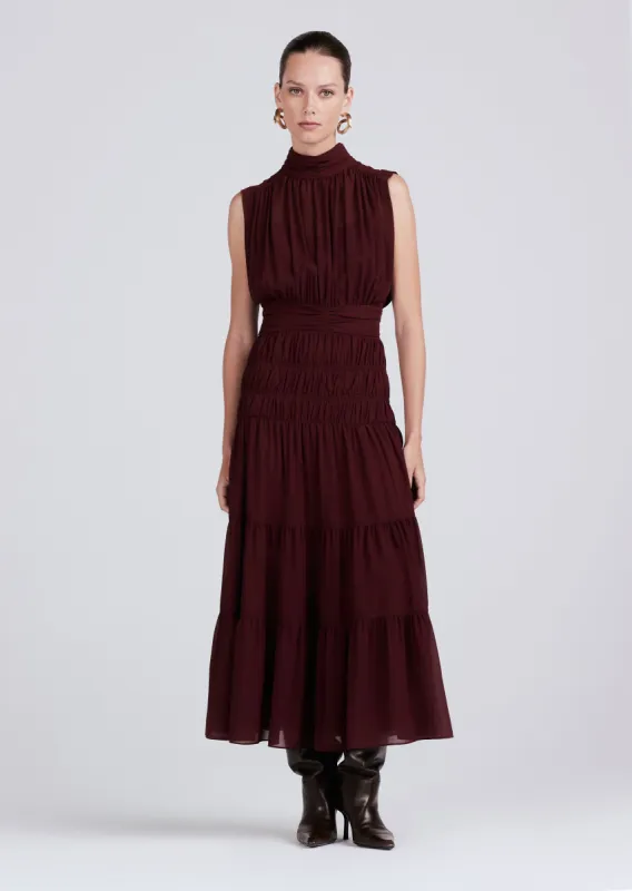 Junia Rouched Sleeveless Midi Dress - Burgundy sold by Derek Lam