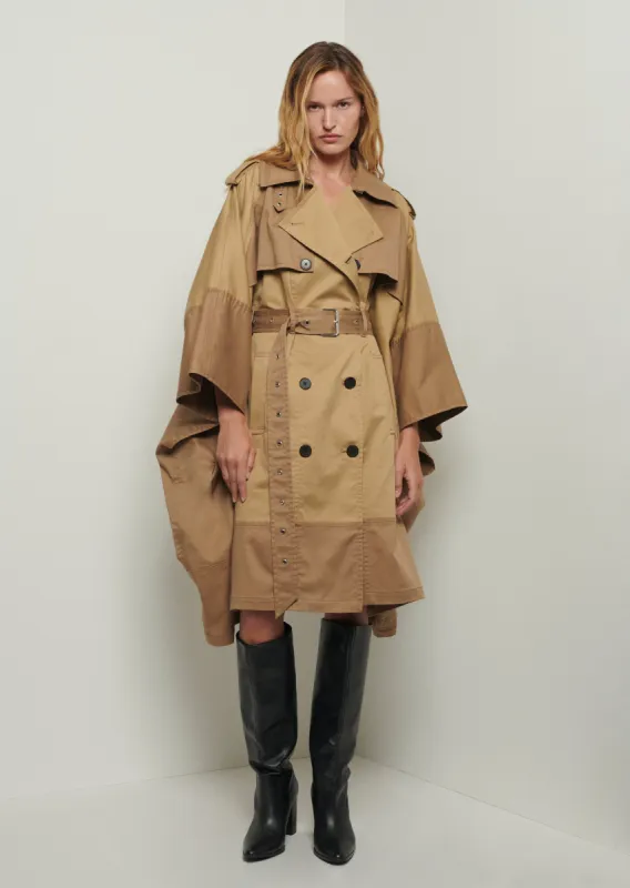 Douglas Trench Cape - Color Blocked Tan sold by Derek Lam