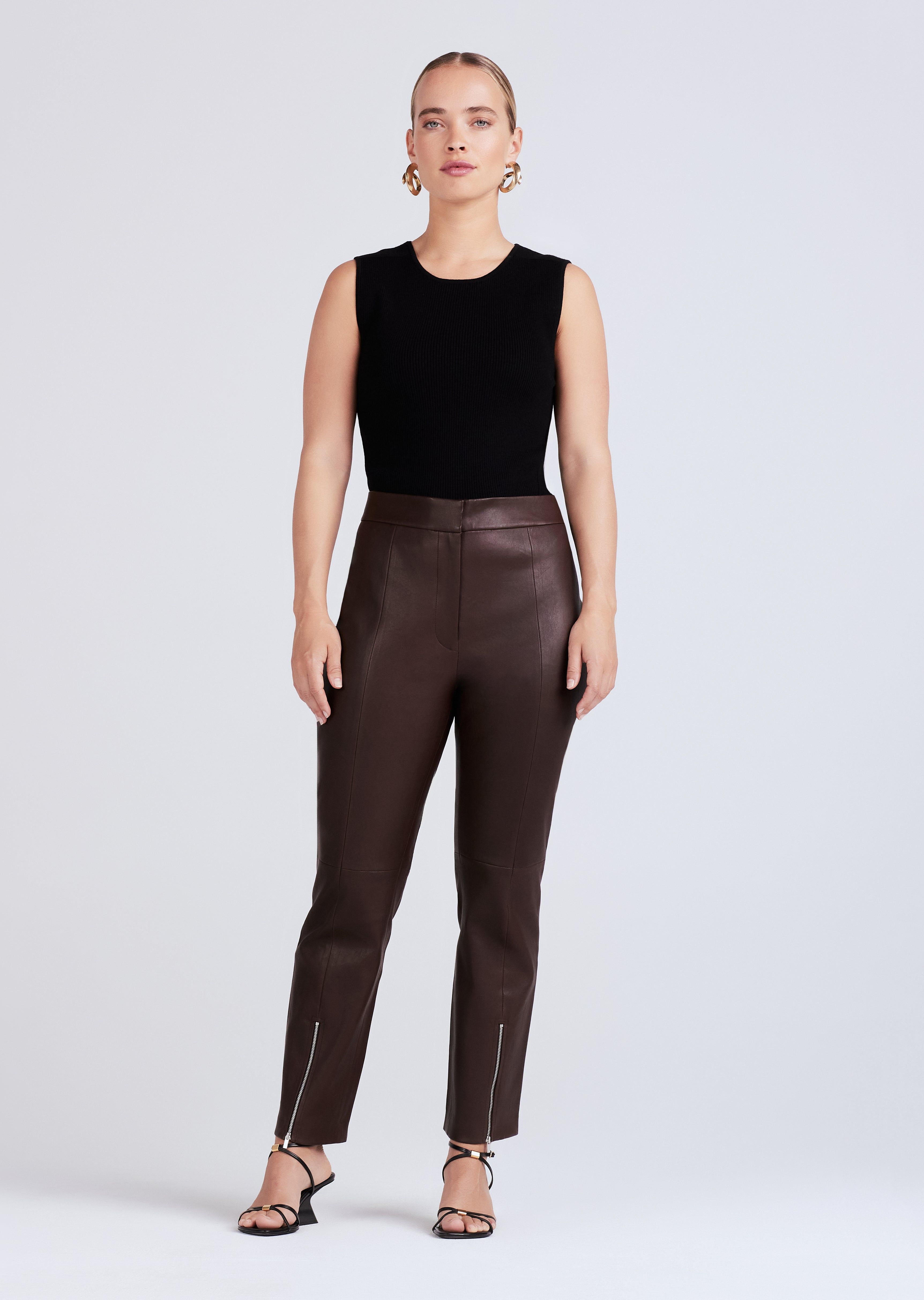 Casimir Slim Zip Pants - Chocolate sold by Derek Lam