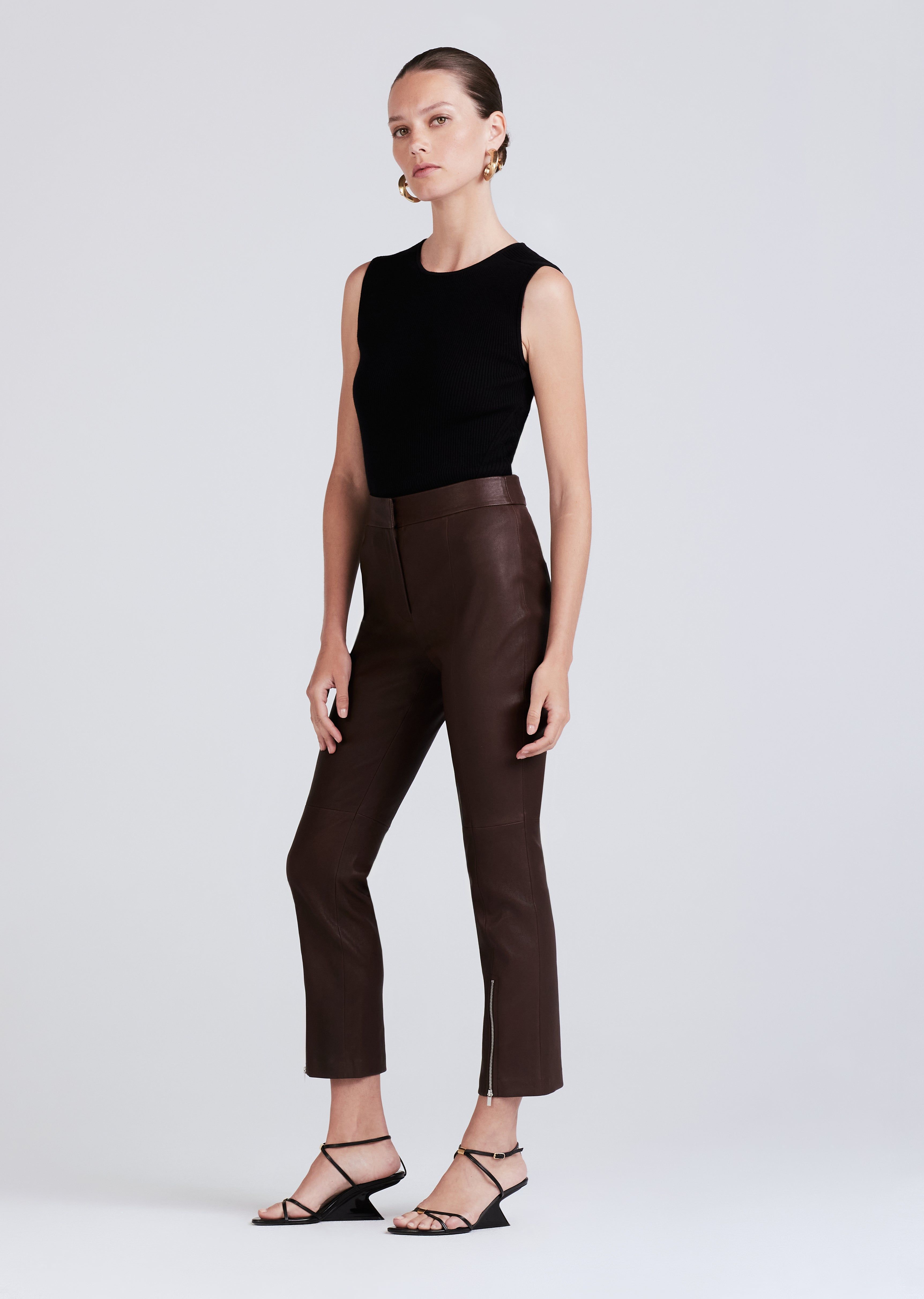 Casimir Slim Zip Pants - Chocolate sold by Derek Lam product image thumbnail 3
